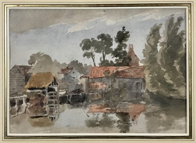 Lot 6 - Anthony Vandyke Copley Fielding (1787-1855) watercolour- Hendon Middlesex farm buildings