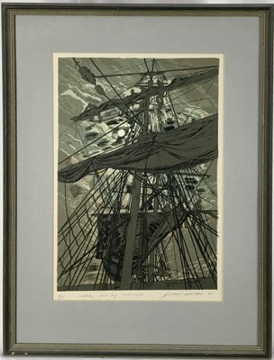 Lot 8 - Richard Demarco (b. 1930) a pair of silkscreen prints - ‘Furling sails by moonlight’ and ‘Unfurling sails towards Gairloch’, framed