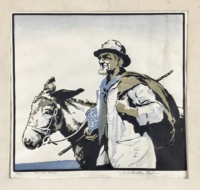 Lot 13 - Arthur Rigden Read (1879-1955) limited edition print - 'On the Road' figure with donkeys, signed and numbered 32/50, 22cm x 21.5cm, unframed