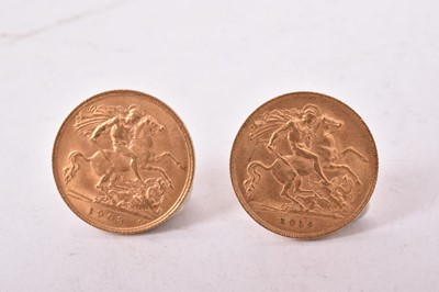 Lot 473 - G.B. - Gold Half Sovereign to include Edward VII 1908 AEF and George V 1912 GVF (2 coins)