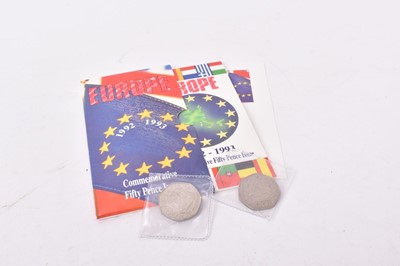 Lot 488 - G.B. - Presidency of The Council of European Community Ministers commemorative Fifty Pence issue 1992-1993 x 3 coins, one within Royal Mint uncirculated flat-pack