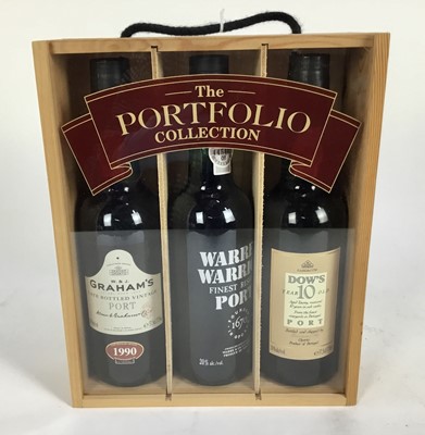 Lot 44 - Port - three bottles, The Portfolio Collection, to include Graham's LBV Port 1990, Warre's Warrior Finest Reserve and Dow's 10 year old port, 37.5cm., owc