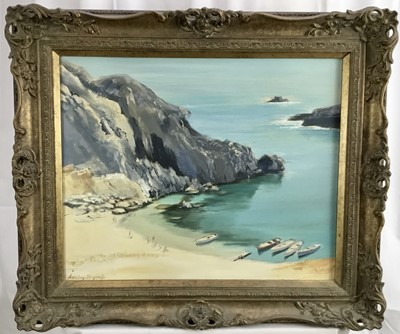 Lot 26 - Ashley Bryant, Contemporary, oil on board - sheltered cove, signed lower left, 54cm x 44cm, in gilt frame, 74cm x 64cm overall