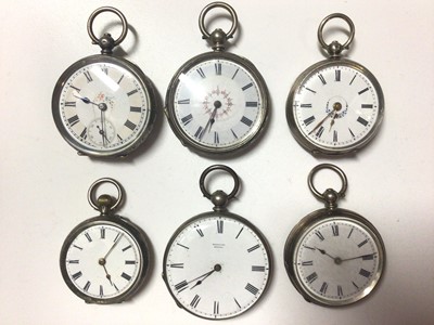 Lot 28 - Six silver cased fob watches