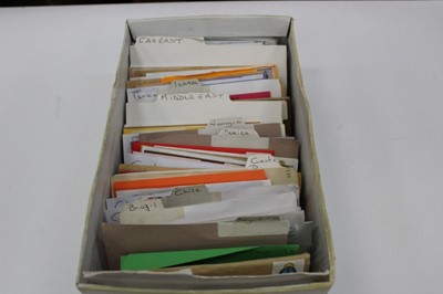 Lot 1477 - Stamps Shoebox of world issues America, Middle East and Far East in envelopes