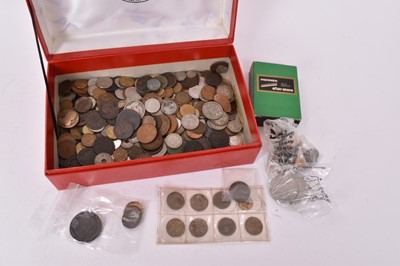 Lot 520 - World - Mixed coinage to include G.B. George III 'Cartwheel' Two Pence 1797 AF, brass gaming tokens, silver coins and other issues (Qty)