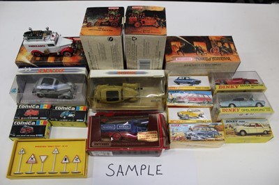 Lot 1985 - Selection of cars and vehicles by various manufacturers including Yesteryear, Matchbox, Atlas, Lledo, Tomica, Best of British Police Cars (3 boxes)One box of yesteryear matchbox cars