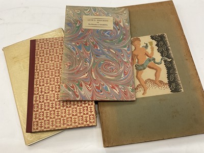 Lot 1717 - John Milton & H. Lawes - The Mask of Comus, number 26 of 950 copies, coloured plates by H. R. H. Farrer, original vellum, The Nonesuch Press, 1937, slip case, together with John Donne - Sermon of V...