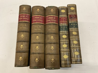 Lot 1718 - Arthur Christopher Benson and Viscount Escher (editors). The Letters of Queen Victoria, London: 1907, 3 vols, half calf, together with J H Stocqueler - The Life of Field Marshall, the Duke of Welli...