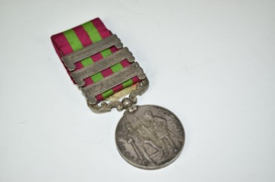 Lot 700 - Victorian India medal with three clasps- Punjab Frontier 1897 - 98, Tirah 1897 - 98 and Wazirstan 1901 - 2, named to 3913 Sepoy Partab Singh 45th Sikhs.