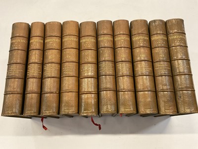 Lot 1722 - William Shakespeare - The Works, revised by Alexander Dyce, fourth edition. London: Bickers & Son, 1880-1881, 8to, 10 vols. Green leather binding stamped H Sotheren & Co., London