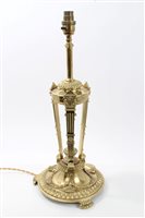 Lot 743 - Good quality brass table lamp with reeded...