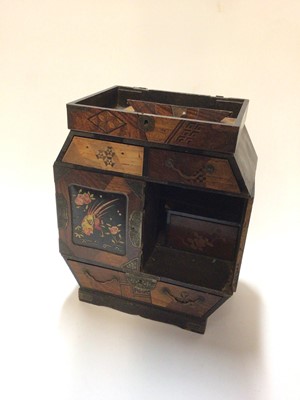 Lot 2490 - A Japanese inlaid cabinet, decorated with a bird, a/f