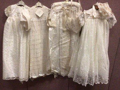 Lot 2122 - Four Christening gowns (as new), makes, include Little Darlings, Collins & Hall and Justina Peach, vintage baby nighties .....