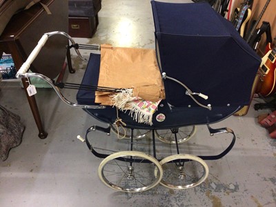 Lot 1995 - Silver Cross Dolls Pram - Super Rose 1967 model, royal blue with cover and Kelso sun cover