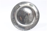 Lot 745 - Art Nouveau Tudric pewter and abalone inlaid...