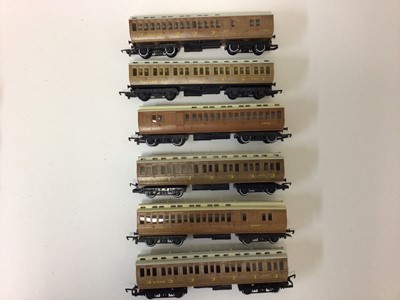 Lot 1883 - Hornby OO gauge LNER Gresley teak carriages including two sleeping cars, brake and composite carriages (x17), Clerestory coaches (x9), Triang teak coaches (x6) & Graham Farish teak coaches (x4), (3...
