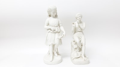 Lot 1330 - Victorian Copeland Parian figure 'Reserved' 42cm high, together with Victorian Art Union Parian, 36cm high (2)