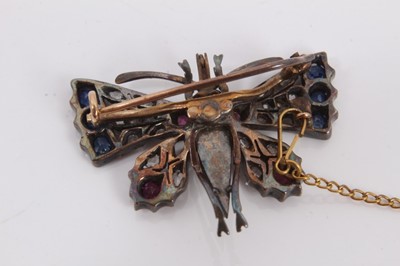 Lot 110 - Edwardian multi gem set butterfly brooch