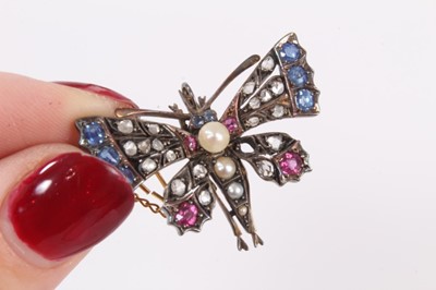 Lot 110 - Edwardian multi gem set butterfly brooch