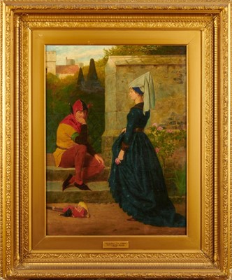 Lot 1087 - Henry Stacy Marks (1829-1898) oil on canvas - "What ails the Jester?", signed, titled and inscribed verso, 61cm x 46cm, in gilt frame