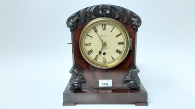 Lot 2547 - Victorian mantle clock in flame mahogany case by Merz, London