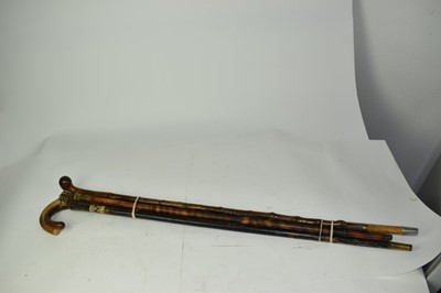 Lot 986 - 19th century sword stick, horse measuring stick and others (5)