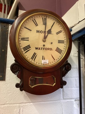 Lot 2539 - 19th Century drop dial wall clock by Morse, Watford in mahogany case