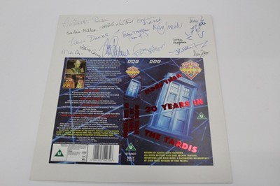 Lot 1465 - Doctor Who - signed commemorative video sleeve celebrating 'More Than 30  Years in The Tardis' to include Jon Pertwee (Dr Who 1970-1984) Elizabeth Sladen (Sarah Jane Smith 1973-1984), Sophie Aldred...