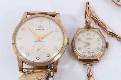 Lot 116 - Four gold cased vintage wristwatches