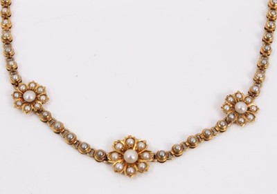 Lot 123 - Victorian yellow metal and seed pearl necklace necklace