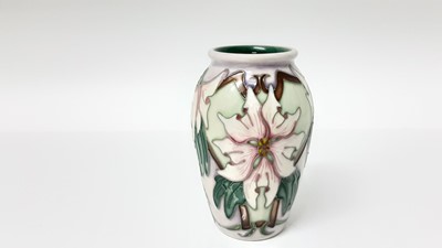Lot 1338 - Moorcroft pottery vase decorated in the Blakeney Mallow pattern