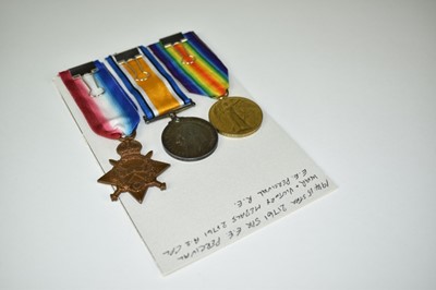 Lot 771 - First World War trio comprising 1914 - 15 Star, named to 21761 SPR. E. E. Percival. R.E., War and Victory medals named to 21761. A.2. CPL. E. E. Percival. R.E.