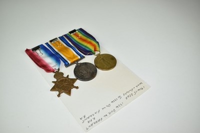 Lot 772 - First World War trio comprising 1914 - 15 Star, named to 1326. DVR. W. Farant. R.F.A., War and Victory medals named to 1326 CPL. W. Farrant. R.A.