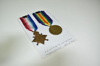 Lot 776 - First World War pair comprising 1914 - 15 Star and Victory medals named to 645289 DVR. G. Bennet. R.A.