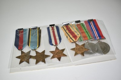 Lot 780 - Second World War R.A.F. medal group comprising 1939 - 1945 Star, Air Crew Europe Star, France and Germany Star, Africa Star, Defence and War medals.