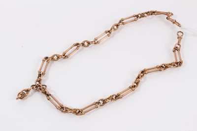Lot 482 - Edwardian 9ct rose gold watch chain with fetter links