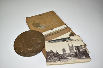 Lot 785 - First World War Memorial (Death) plaque named to John Ward, together with a group of postcards. 
N.B. The plaque is drilled at the 12 o'clock position.