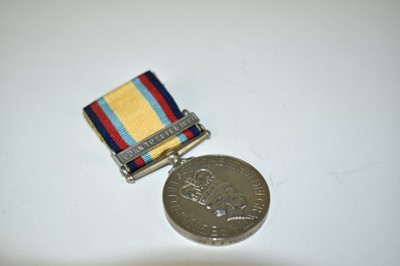 Lot 794 - Elizbeth II Gulf medal 6 Jan to 28 Feb 1991 clasp named to SG A S Pentek SP. MIL. CHR. 100 
N.B. Named to a Romanian Hospital Orderley