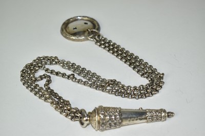Lot 798 - Edwardian silver military officer's dress whistle with shamrock decoration, (Birmingham 1908 / 1909), maker Joseph Jennens & Co.