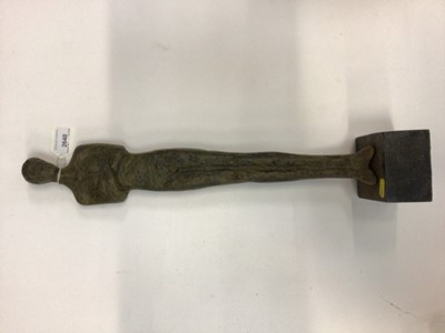 Lot 2640 - Contemporary bronzed metal Abstract sculpture in the form of a man, on marble base, 54cm overall