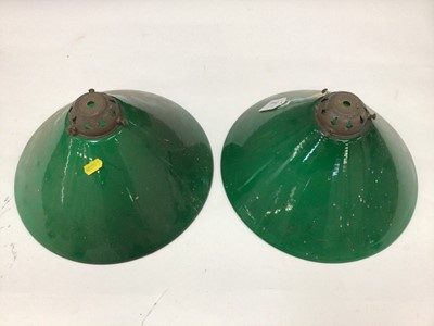 Lot 2643 - Pair of green glass ceiling light shades