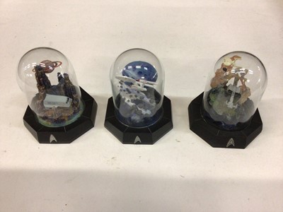 Lot 1875 - Star Trek USS Enterprise collection limited edition models under glass domes x 6, Corgi Precision Cast Classics Hawker hunter G50091 and Douglas DC 3 both boxed, plus Corgi Boeing B-17 Flying Forte...
