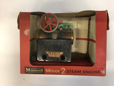 Lot 1877 - Selection of toys in wicker basket including Mamod steam engine boxed, Britain's canon, Staunton chess set, Meccano Army Multi kit and other Meccano plus other boxed and unboxed toys.