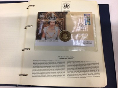 Lot 1455 - Mixed world stamp/coin covers including values to £5 Queen Elizabeth II, Diana and others (Qty)