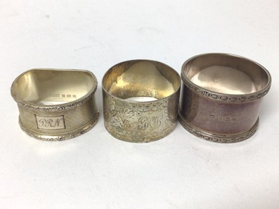 Lot 134 - Six various silver napkin rings and one silver plated (7)