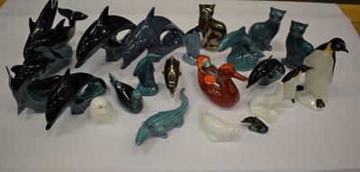 Lot 1354 - Collection of Poole pottery Dolphins and other animals including Penguins, Duck, Cats etc