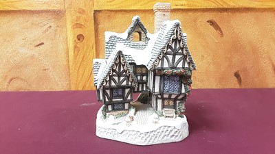 Lot 1356 - Seventeen David Winter cottages including Scrooge's School, Fred's Home, Old Joe's Beetling Shop etc, all boxed