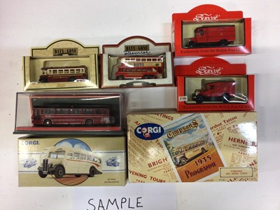 Lot 1901 - Die cast selection of boxed buses and cars, including EFE, Vanguards, Corgi etc.