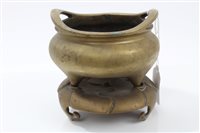 Lot 710 - 19th century Chinese bronze censor on separate...